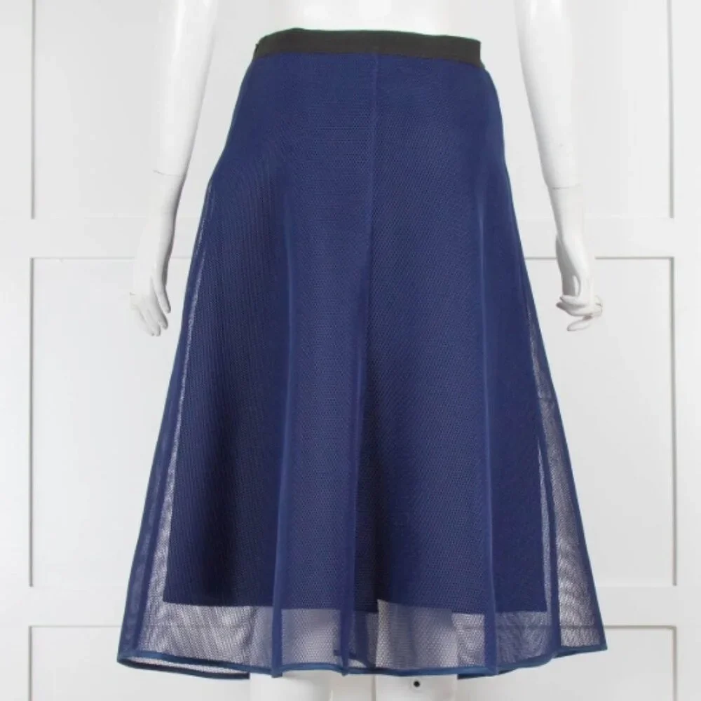 Sandro Blue Mesh Midi Skirt S/1 $300